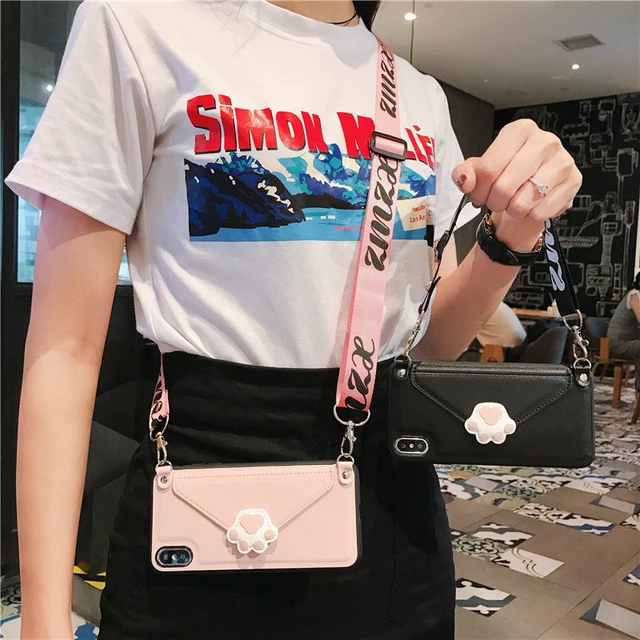 Fashion Lanyard Crossbody Wallet Phone case For iPhone 11 XS MAX XR X 7 8 6 6S Plus Leather Card Slot With Shoulder Strap Cover 3