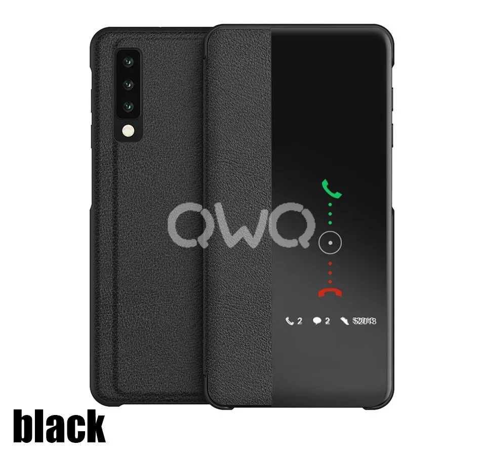 Зеркальный чехол для телефона для samsung galaxy A50 A70 S8 S9 S10 плюс A40 Note 9 8 10 Pro A20 A30 Защитная крышка для samsung A80 A60 A10 - Цвет: black