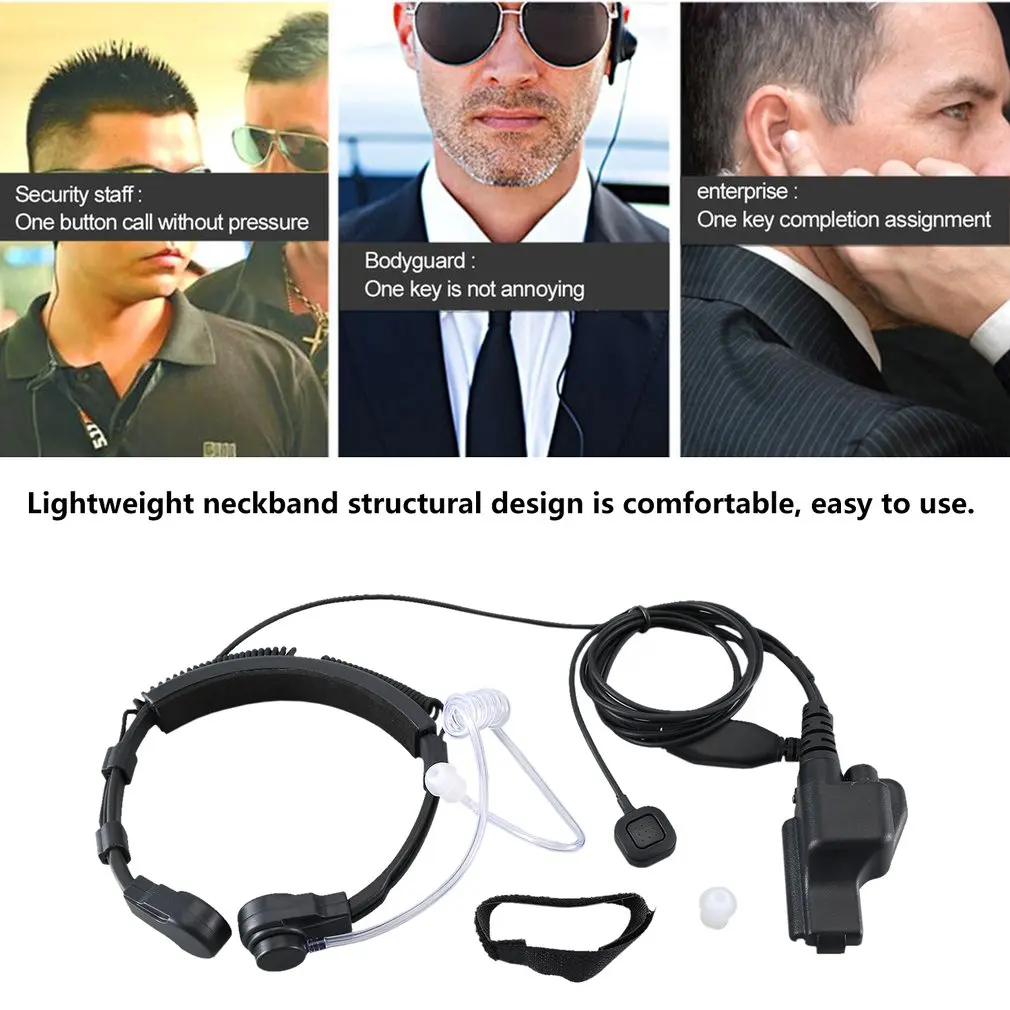 For Motorola HT1000 Walkie talkie Headset Throat Mic Vacuum Sound Transmission CS Headset Extendable Throat Microphone