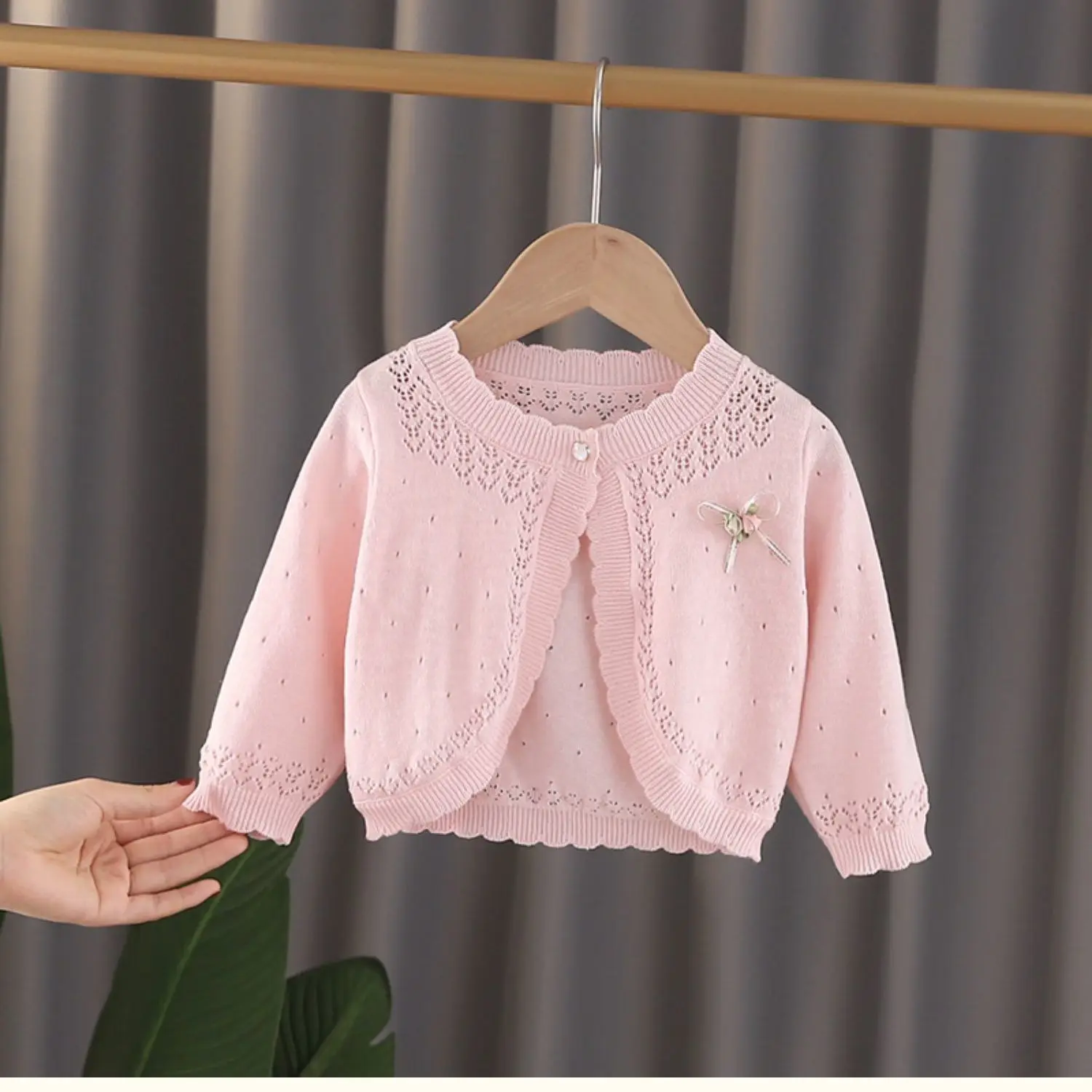 Girls Thin Long Sleeves Cardigan Jacket Ruffle baby Girl Knit Cardigan Sun Protection Clothing Summer Air-conditioning Shirt kids sweater