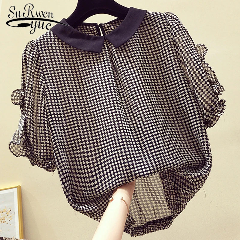 

2019 Chiffon Casual Women Blouse Sweet Women Clothing Short Sleeve New Fashion Womens Tops and Blouses Floral Blouse 5387 50