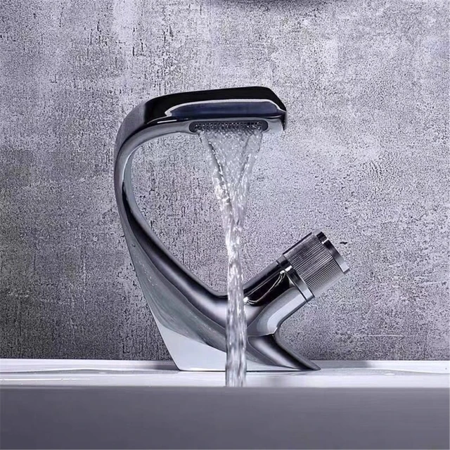 Black Faucet Bathroom Sink Faucets Hot Cold Water Mixer Crane Deck Mounted Single Hole Bath Tap Black Faucet Bathroom Sink Faucets Hot Cold Water Mixer Crane Deck Mounted Single Hole Bath Tap Chrome Finished