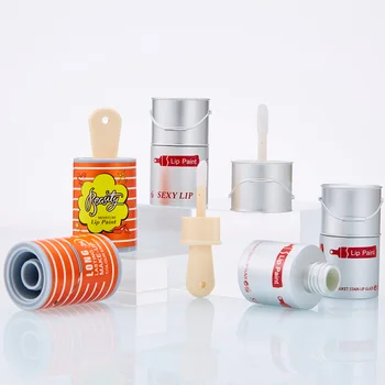 

6 Pieces 8ml Empty Lip Gloss Tubes Lip Balm Refillable Bottle Cute Bucket Shaped Plastic Box Make Up Containers