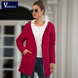 Vangull теплые женские хлопковые парки 2019 осень зима длинная толстая куртка красная Женская одежда Женская бархатная овечья верхняя одежда с