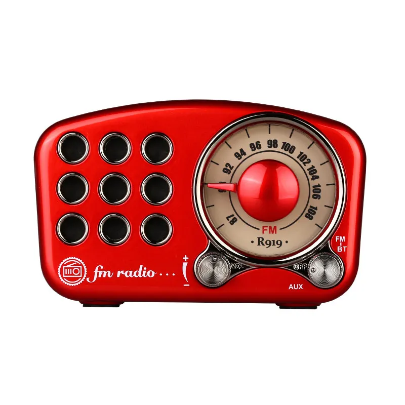 

Retro Bluetooth Speaker, Vintage Radio FM Radio with Old Fashioned Classic Style, Strong Bass RED Enhancement, Loud Volume,