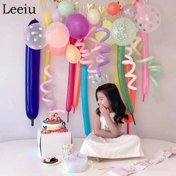 

Leeiu 30pcs Mixed Long Balloon Set Kids Birthday Party Decoration Balloons Garland Baby Shower Wedding Strip Balloons Confetti