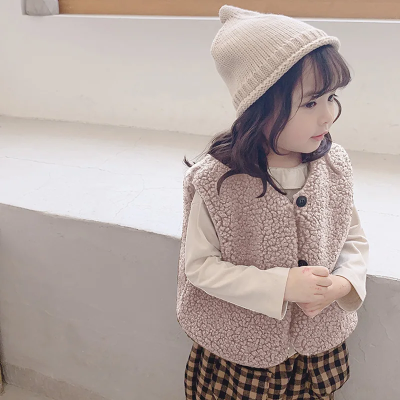 

Korean Woolen Vest Coat Baby Girls Warm Waistcoat Jacket Children Cashmere Girls 2019 Autumn Winter Coat Children's Clothing