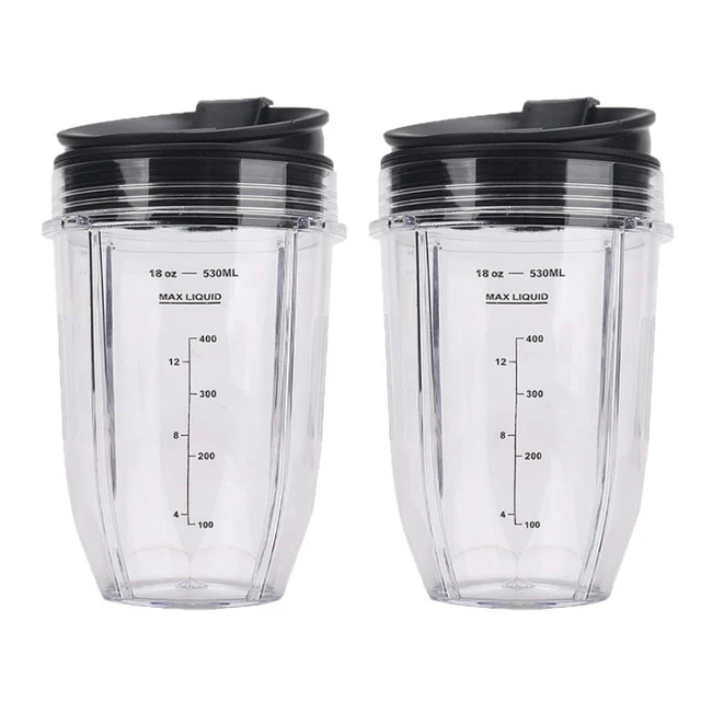 2 Pack 12 oz Cup with Spout Lid and Extractor Blade (6-Fins) Replacement Part Compatible with Nutri Ninja Auto-iQ