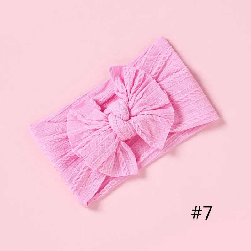 No.7 1 шт., цельные нейлоновые ободки для девочек, тюрбан, Детские банты для волос для новорожденных девочек, аксессуары для волос, 27 цветов - Цвет: No.7