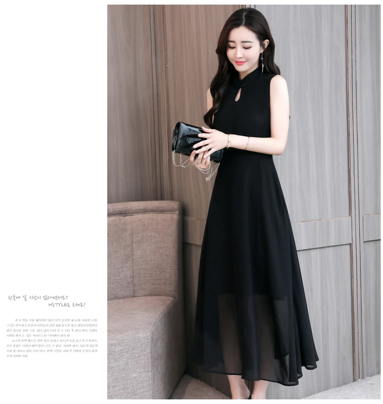 Zf8023@ Feimina улучшенное платье Cheongsam приталенное однотонное платье средней длины платье без рукавов