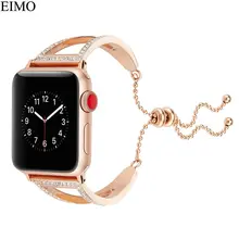 EIMO Роскошные Алмазные полосы для Apple Watch 42 мм 38 мм ремешок из нержавеющей стали Iwatch серии 3 2 1 регулируемый браслет ремешок для часов