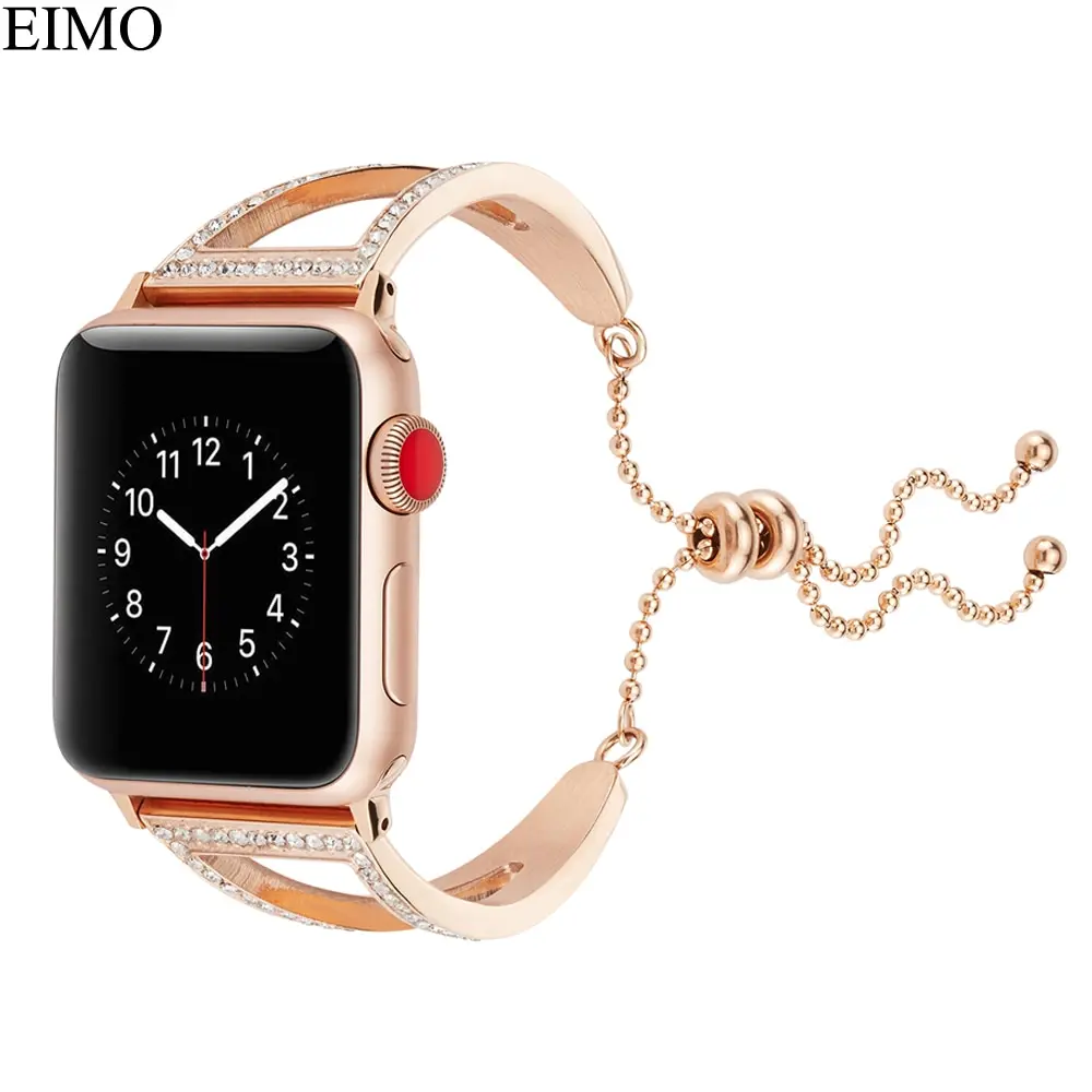 

EIMO Luxury Diamond Bands for Apple Watch Band 42mm 38mm Stainless Steel Strap Iwatch Series 3 2 1 Adjustable Bracelet Watchband