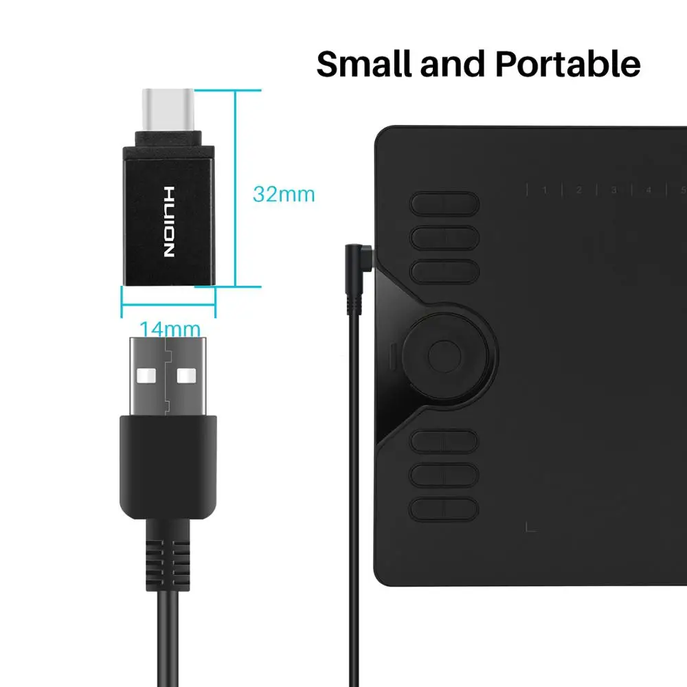 Huion адаптер OTG USB-type-C/Micro USB для H430P H640P H950P H1060P H610PRO V2 HS610 HS64