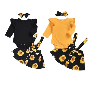 

Baby Girl Clothing Set Cotton Fashion Newborn Kid Baby Girl 3pcs Clothes Cotton Romper Sunflower Skirt Dress Outfits 0-24 Months