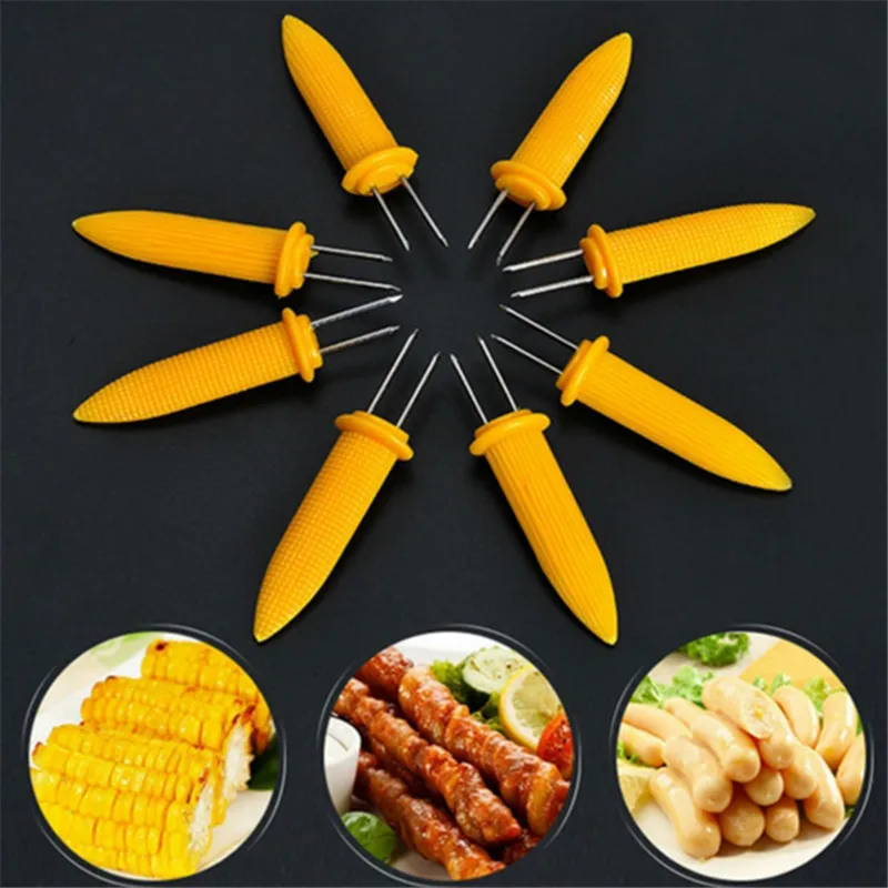10Pcs Twin Prong Skewers Barbecue Fork Fruit Corn Holder BBQ Fork Garpu