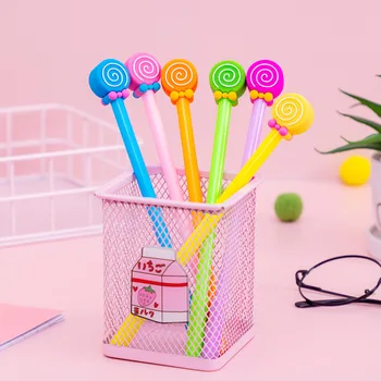 

36 pcs/lot Creative Bow Lollipop Gel Pen Cute 0.5 mm black Ink signature Pen Promotional Gift Stationery School Supplies