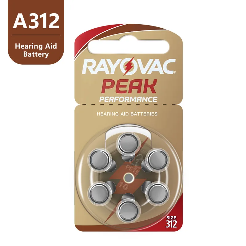 Батареи для слуховых аппаратов 312 A312 312A ZA312 PR41 S312 Rayovac Peak Цинковый воздушный