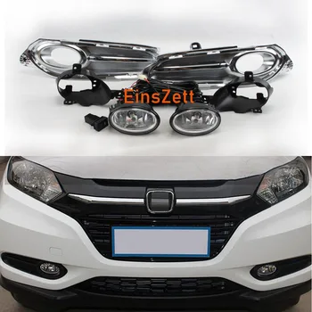 

1set Car Fog Light Assembly For Honda HR-V/VEZEL 2015-on Front Bumper Lamp Halogen Bulb DRL With Chromium Styling Cover