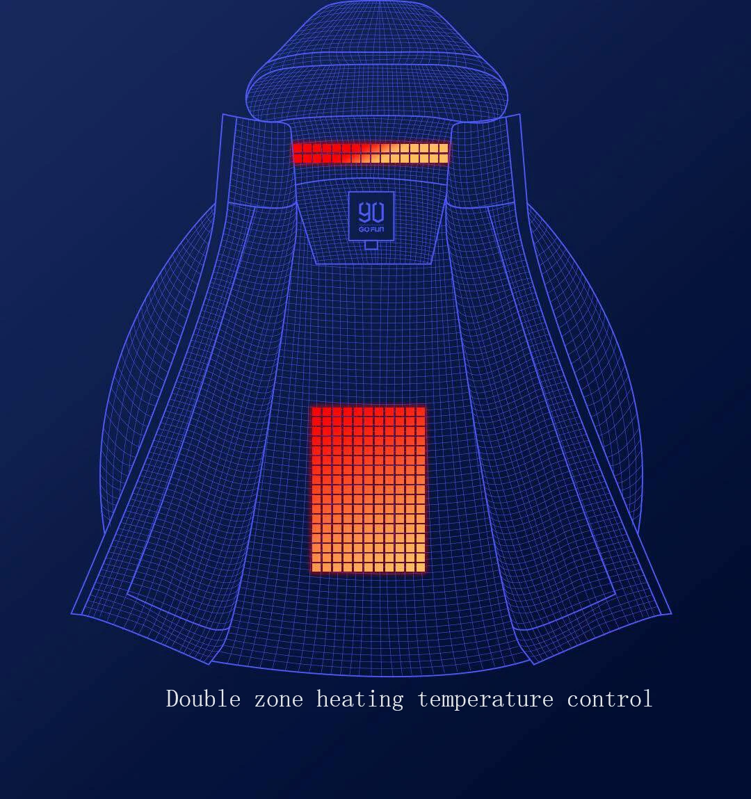 Пуховик Xiaomi Mijia 90fen с регулируемой температурой для зарядки, куртка с питанием от сокровища, можно стирать