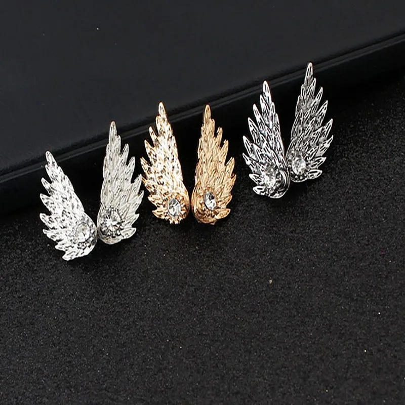 Fashion autumn Women's big cz zircon stud Earrings Black Wings angel Earrings jewelry accessory for Women Gifts