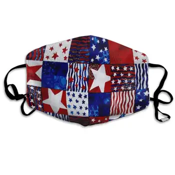 

CIGOCI Anti-Dust Adjustable Elastic Band Face Mask for Boys Girls Adults, USA Patriotic American Flag Star Lattice Reusable