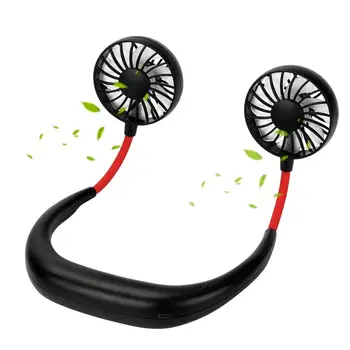 

Neck Fan With Night Light Dual Head Portable Neck Hanging Fan Hands Free USB Rechargeable 3 Speeds For For Traveling Sport #Y2