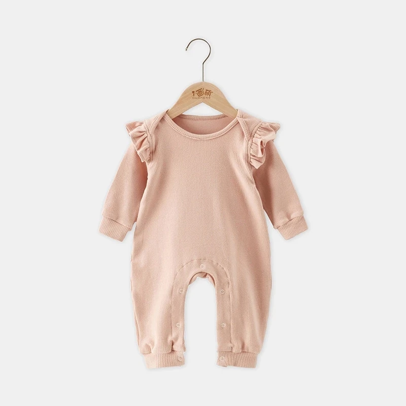 pink Новинка года; Модный комбинезон для младенцев мальчиков девочек с оборками; Осенний комбинезон с длинными рукавами; одежда из хлопка для малышей - Цвет: pink