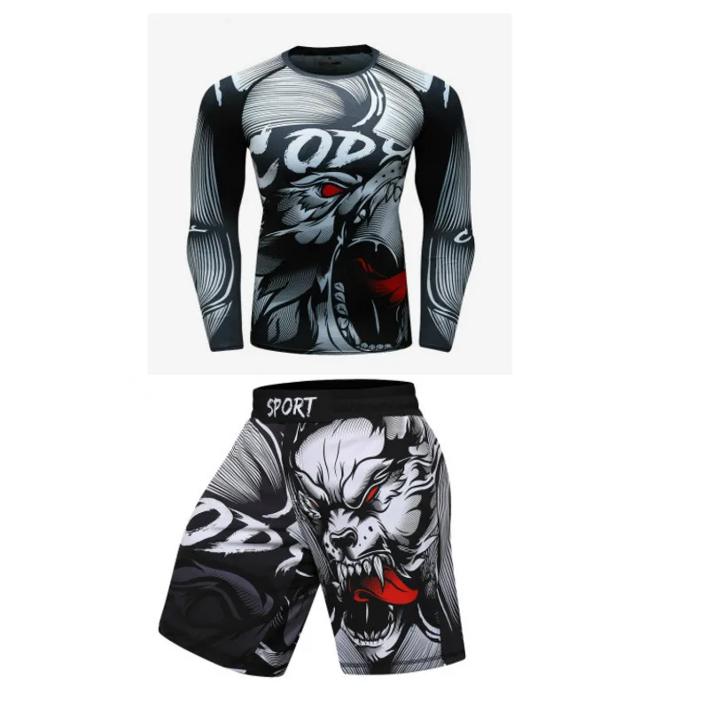 Спортивные наборы MMA Rashguard Jiu футболка джиу джитсу мужские трикотажные изделия
