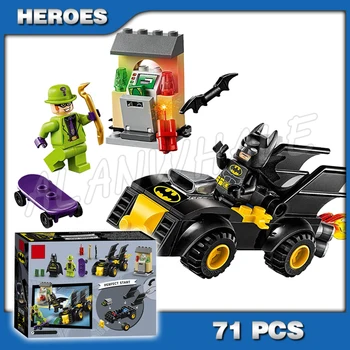 

71pcs Super heroes Batman vs The Riddler Robbery Bat car ATM cash 11348 Model Building Blocks Gifts Boys Compatible With