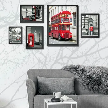

Street View of London England Canvas Painting British Cityscape Poster Home Living Room Wall Art Decorative Picture
