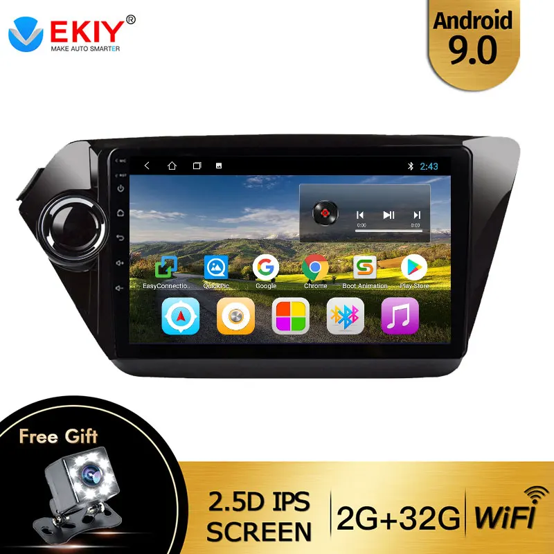 EKIY 9&quot IPS DVD Autoradio For KIA K2 RIO 3 2012-2017 Android 9.0 Tape Recorder Wifi Bluetooth Multimedia Player Navigation GPS |