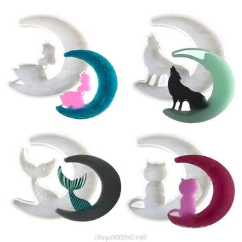 

Crystal Epoxy Resin Mold Moon Pendants Casting Silicone Mould Handmade DIY Craft Au06 20 Dropship