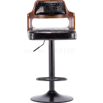 

European bar table chair lift rotating light luxury bar chair wrought iron American high back chair home simple stool