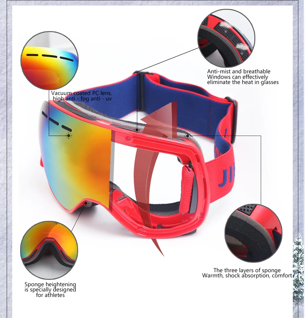Ski Goggles Eyewear Glasses Snow Skiing and Snowboarding Snowmobile Double Layers UV Protection Man Woman Equipment Dropshippng