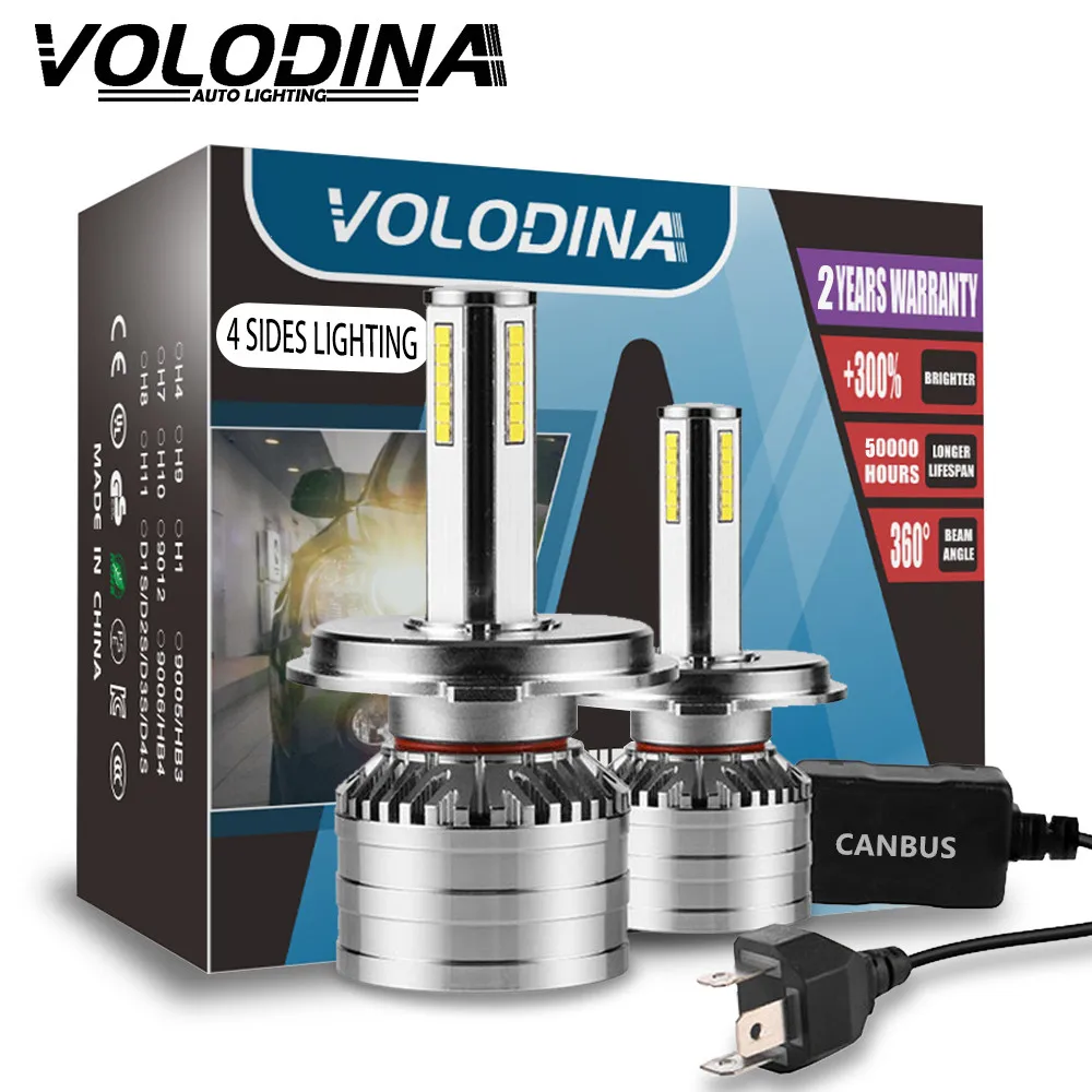 Volodine 4-сторонние 16000LM H8 H11 Противотуманные фары без ошибок h7 светодиодные лампы