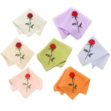 

7Pcs Rose Women Hankies Embroidered Flower Hanky Floral Assorted Ladies Girl Handkerchief FabricsAccessories Hot Sale New