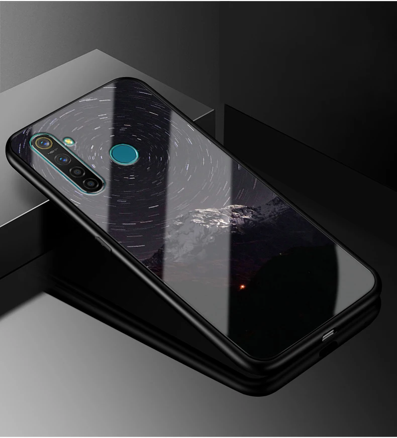 Для Oppo Realme 5 Pro Чехол Realme Q оргстекло PC чехол для телефона черный ТПУ бампер чехол для Oppo Realme 5 Pro Realme5 Pro rmx197