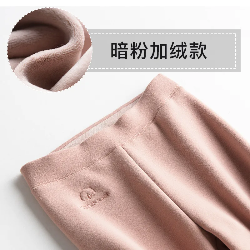 Dark pink TS 255 новые женские теплые леггинсы с вышивкой, леггинсы с высокой талией, женская зимняя верхняя одежда, плотные бархатные теплые штаны 450g - Цвет: Dark pink