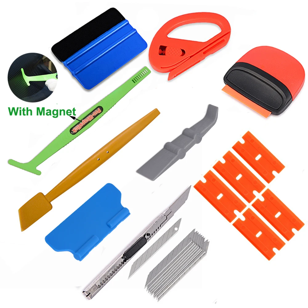 

FOSHIO Car Wrap Tools Kit Carbon Fiber Magnet Squeegee Razor Scraper Vinyl Car Wrapping Sticker Cutter Knife Window Tint Tool