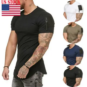 

Fashion Running T-Shirts Men's Casual Fit Short Sleeve Sportswear Slim Muscle Bodybuilding T-shirt Tee Tops