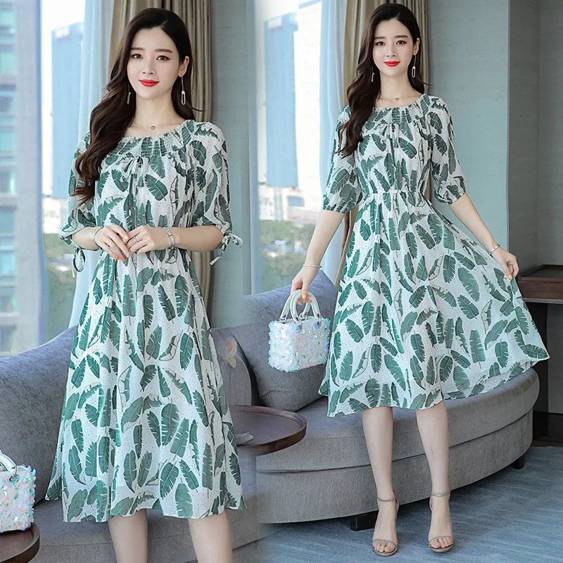 

Dress 2019 New Style Summer Floral-Print Very Fairy of France Non-mainstream Elegant Slimming Popular off-Shoulder Skirt Women's
