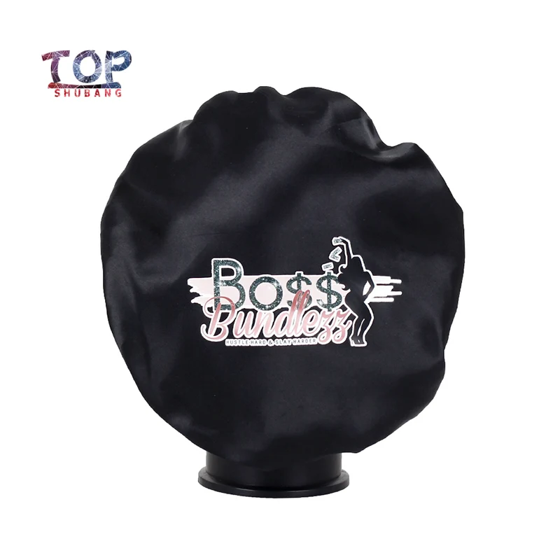 Пользовательский логотип Двусторонняя регулируемая атласная шелковая шапка для сна, круглый детский чепчик, двухслойная девственная защита волос шапочка для сна