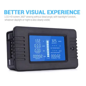 

1pc LCD Display Monitor DC Battery Voltmeter Ammeter 0-200V For RV Solar Car