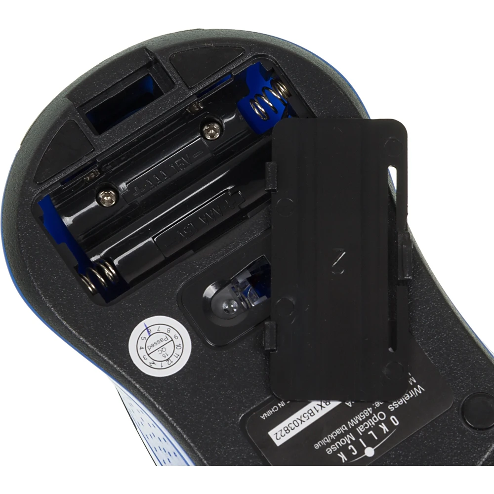 Мышь Oklick 485MW черный/синий оптическая(1200dpi) беспроводная USB(2but