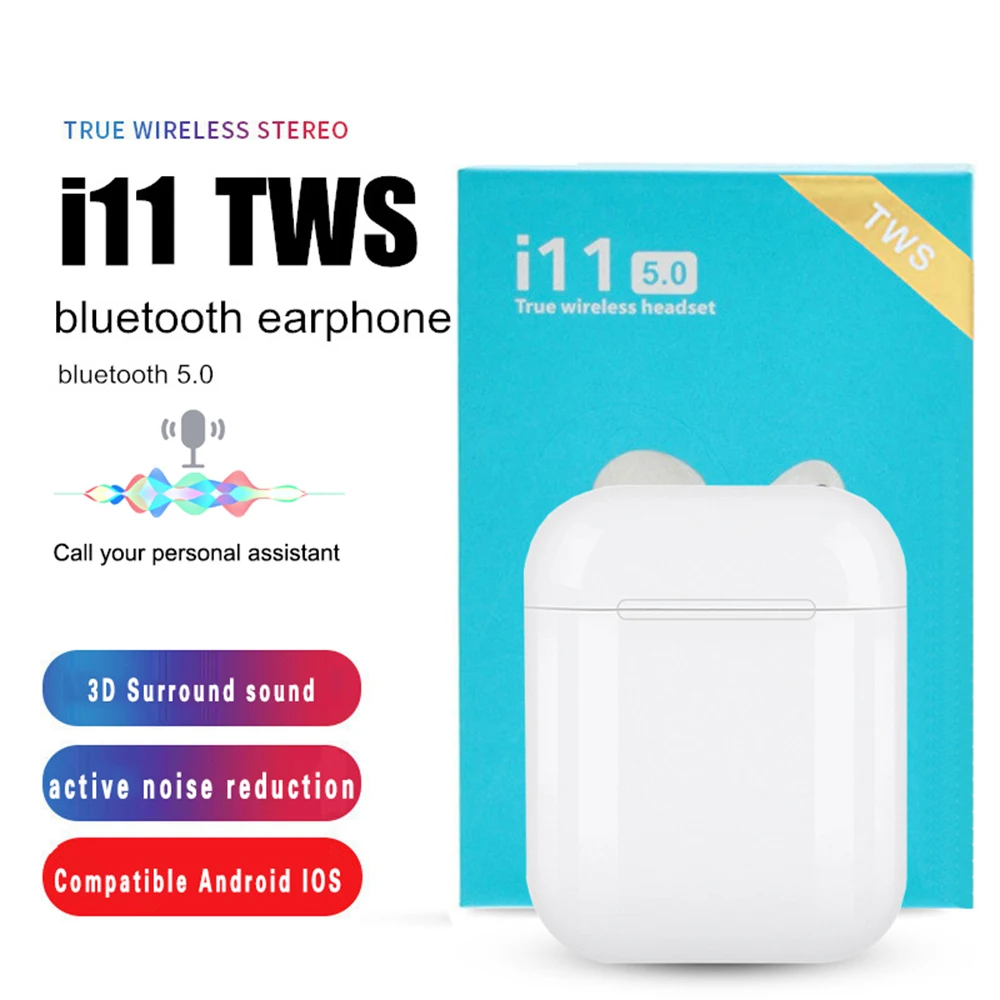 

2019 New i11 TWS Bluetooth Earphones Mini Wireless headsets Stereo Sport Headset with Mic Cordless Earbuds Handsfree for Xiaomi