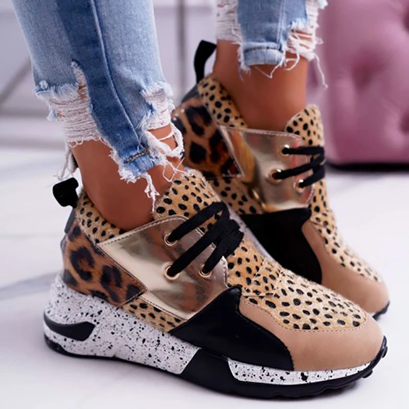 Zapatillas de deporte de leopardo para Mujer, de plataforma plana para correr al aire libre, verano 2020|Zapatos planos de - AliExpress