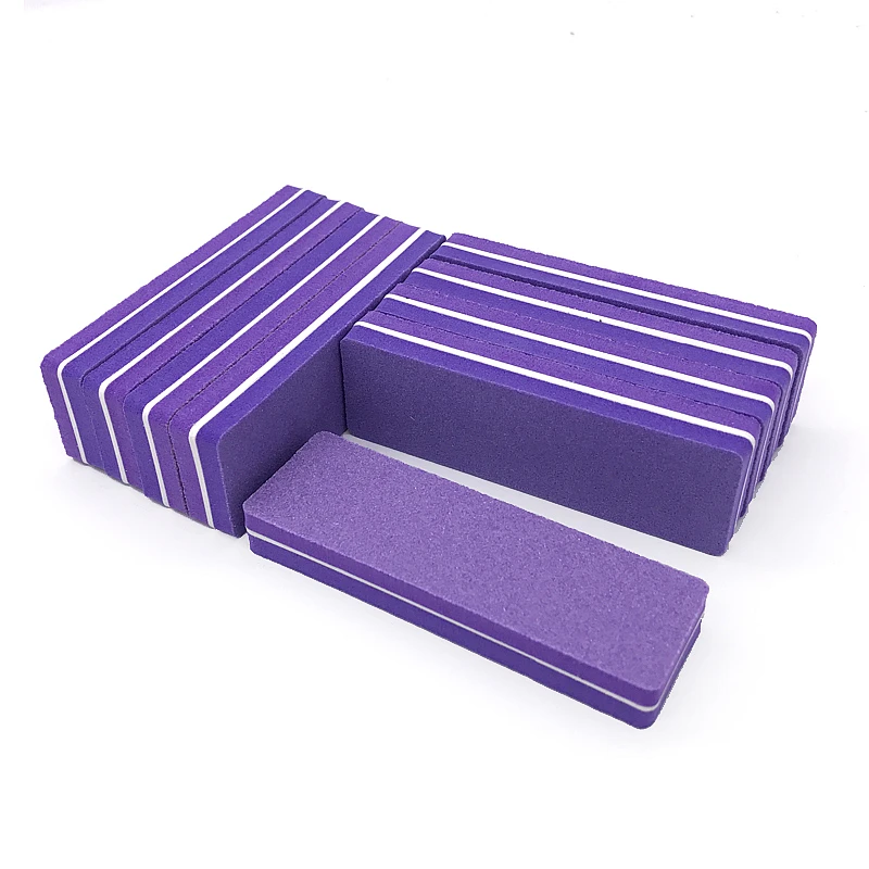 60pcs/lot Purple Double Side Nail Files Buffer lime ongle 100/180 Grinding Polishing Manicure Pedicure Sponge Nail File Tools