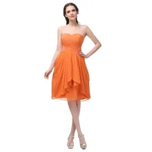 A-Line возлюбленной длиной до колена без Рукавов шифоновые складки Короткие платья выпускного вечера платье для выпускного вечера