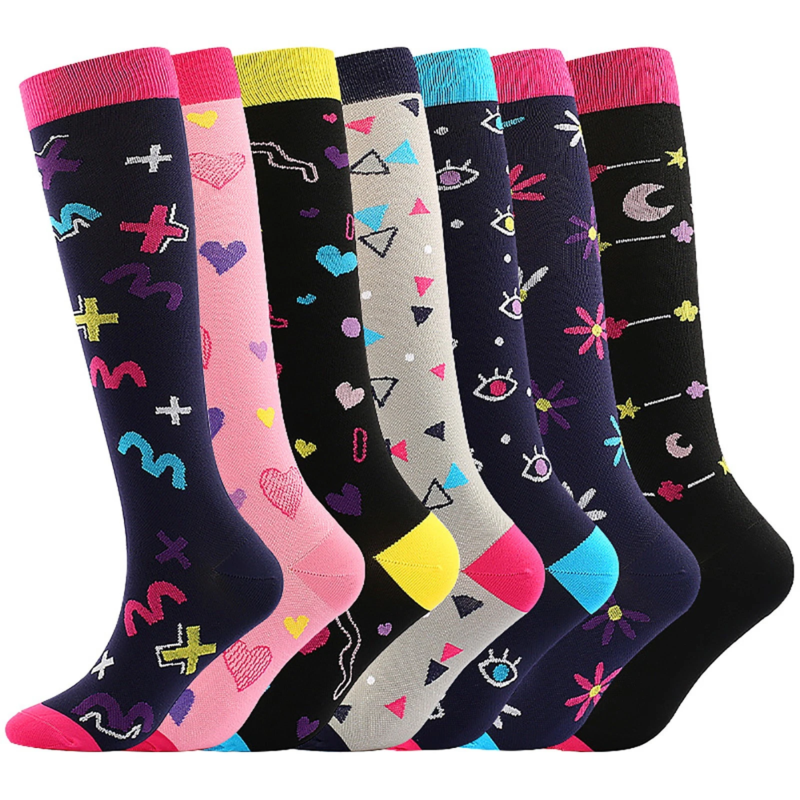 Women S Socks Absorb Sweat Cartoon Animal Print Sport Compression Socks Nylon Long Tube Outdoor Sports Socks Socks Aliexpress
