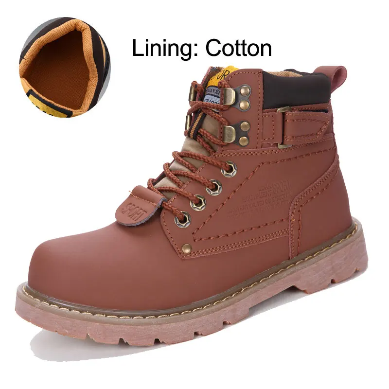 light brown cotton Зимние мужские ботинки; коллекция года; мужские зимние ботинки; Зимние ботильоны для мужчин; теплые меховые ботинки timber; мужские ботинки - Цвет: light brown cotton